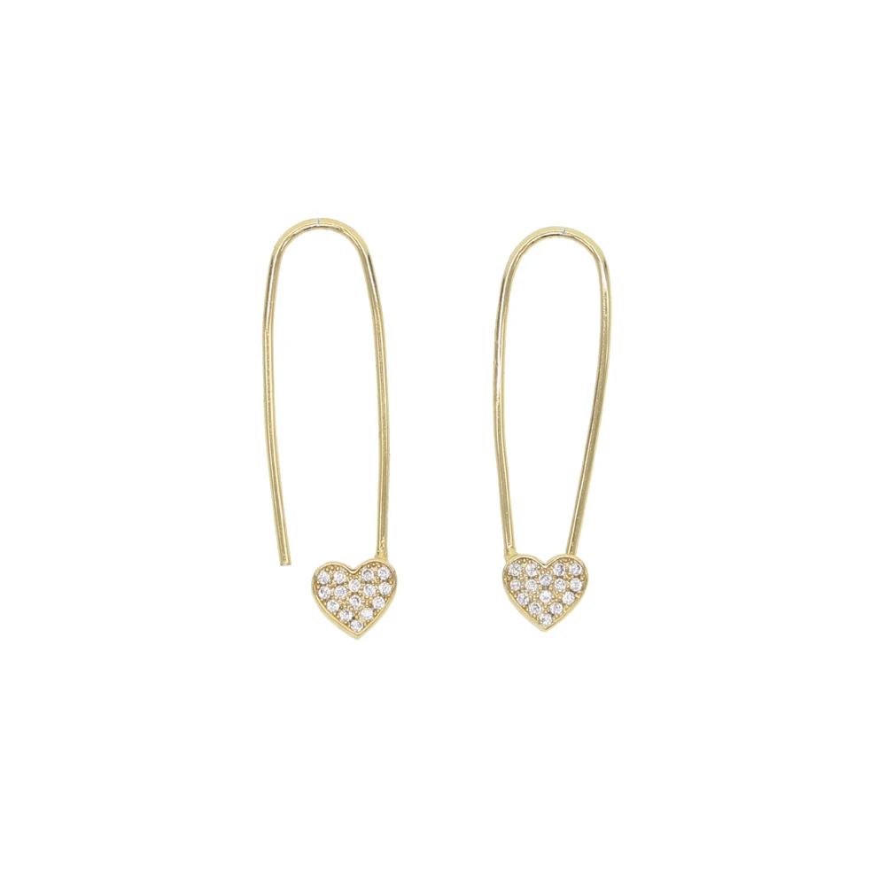 

Delicate Heart Shape Hook Earrings Gold Color Cubic Zirconia Stone for Women Charm Fine Jewelry Friendship Gifts Boho Style