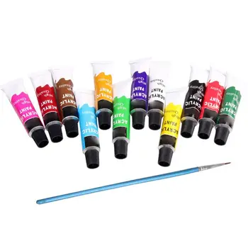 

12 Colors Acrylic Paints Brush 12ml Tubes Drawing Painting Pigment Hand-painted 203A