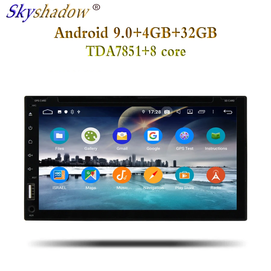 Excellent HD IPS Car DVD Player Android 9.0 4GB RAM 32GB Octa Core GPS Glonass RDS Radio USB Disc AUX MIC wifi Bluetooth 4.2 For universal 3