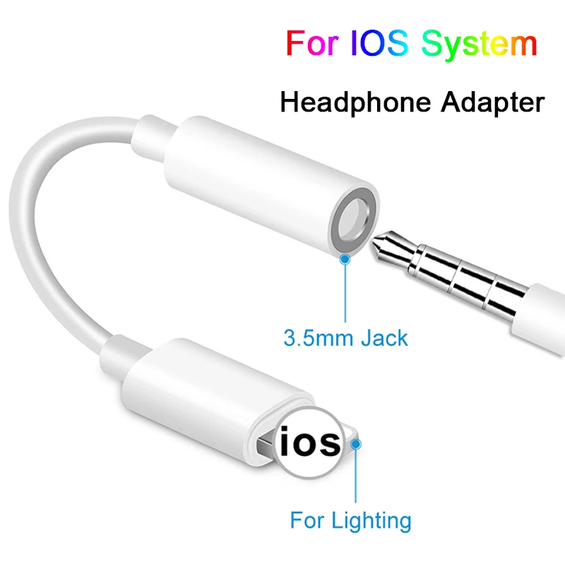 

For IOS Syetem Headphone Adapter For Adaptador iPhone 7 8 X XS XR AUX Audio Adapter for Lightning To 3.5mm Headphone Jack Cable