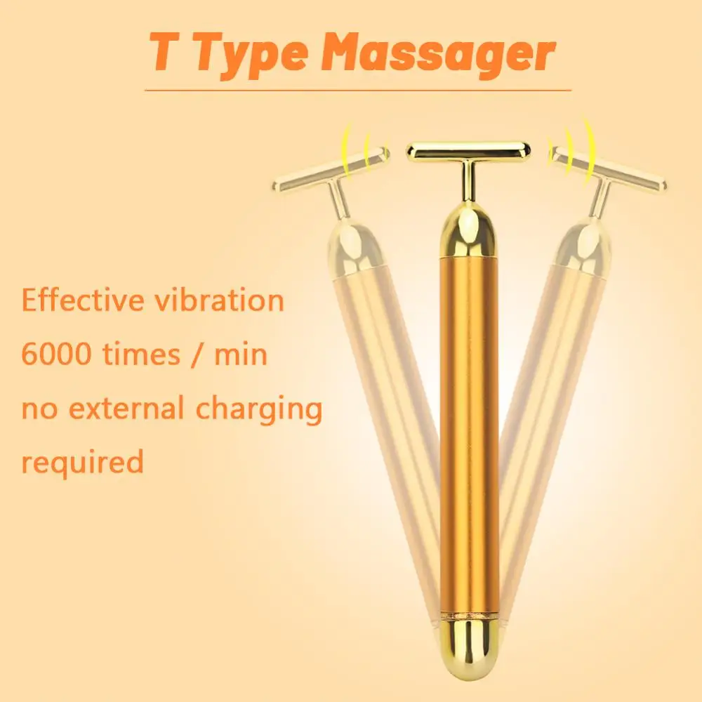 3-in-1 24k Energy Beauty Bar: Golden Pulse Vibrating Facial Roller Massager for Face Lifting and Skin Care with Gemstone Roller Ball image 4