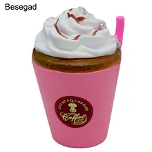 Besegad Забавный Kawaii мягкий имитирующий чашка для мороженого, игрушки, медленный рост, ремни для телефона для детей, снимает стресс