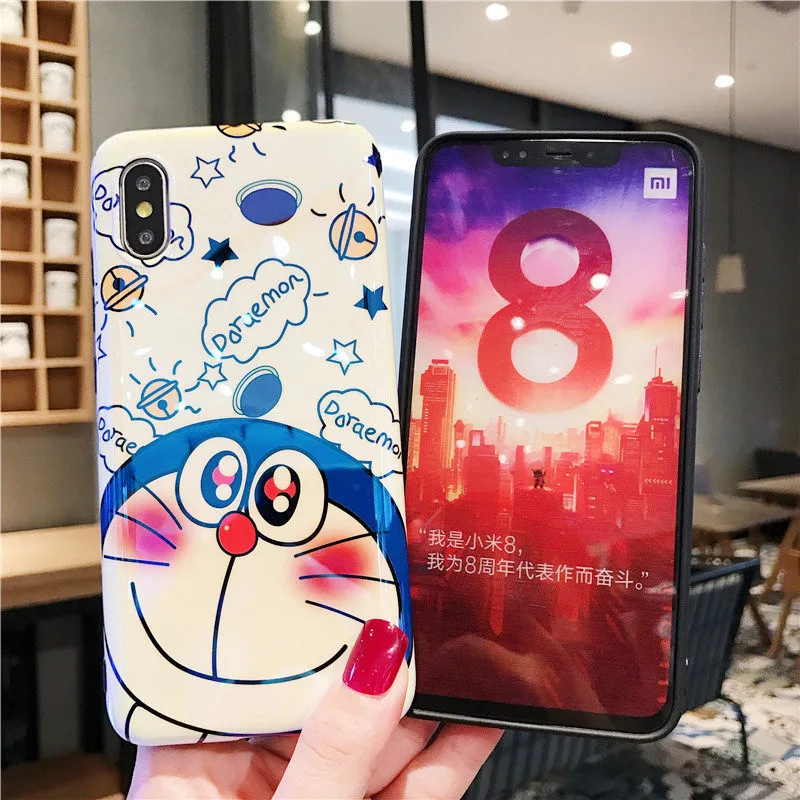 

Japan Doraemon Blue-ray Phone Case for Redmi Note 7 Silicone Soft IMD Back Cover For Xiaomi 5X 6 6X 8 9 SE Lite 8Pro Mix 2s Play