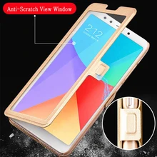 Open View Window Case for Alcatel U5 3G 4047D U5 4G 5044D U5 HD 5047D U5 Plus U50 PU Leather Flip Cover Magnetic Stand Case