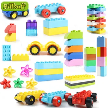 

New DIY Duploingly Big Size Building Blocks Swing Dinosaurs Figures Animal Accessories Toys for Children Compatible Kid Toy Gift