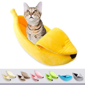 

Cat Nest Banana Shape Bed Cats Creative Litter Warm Kennel Sleeping Mat Pet House Winter Sofa for Small Pets Portable Basket