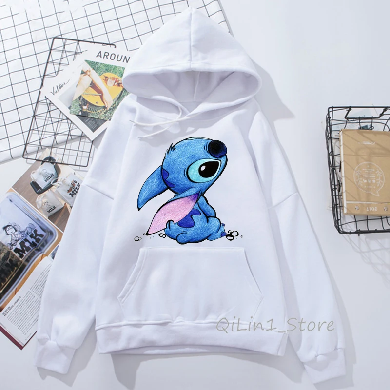 40101 M Funny Kawaii Lilo and Stitch printed women’s sweatshirt unisex hat hoodies winter sweat femme clothes harajuku hoody oversize - Цвет: 40101 M