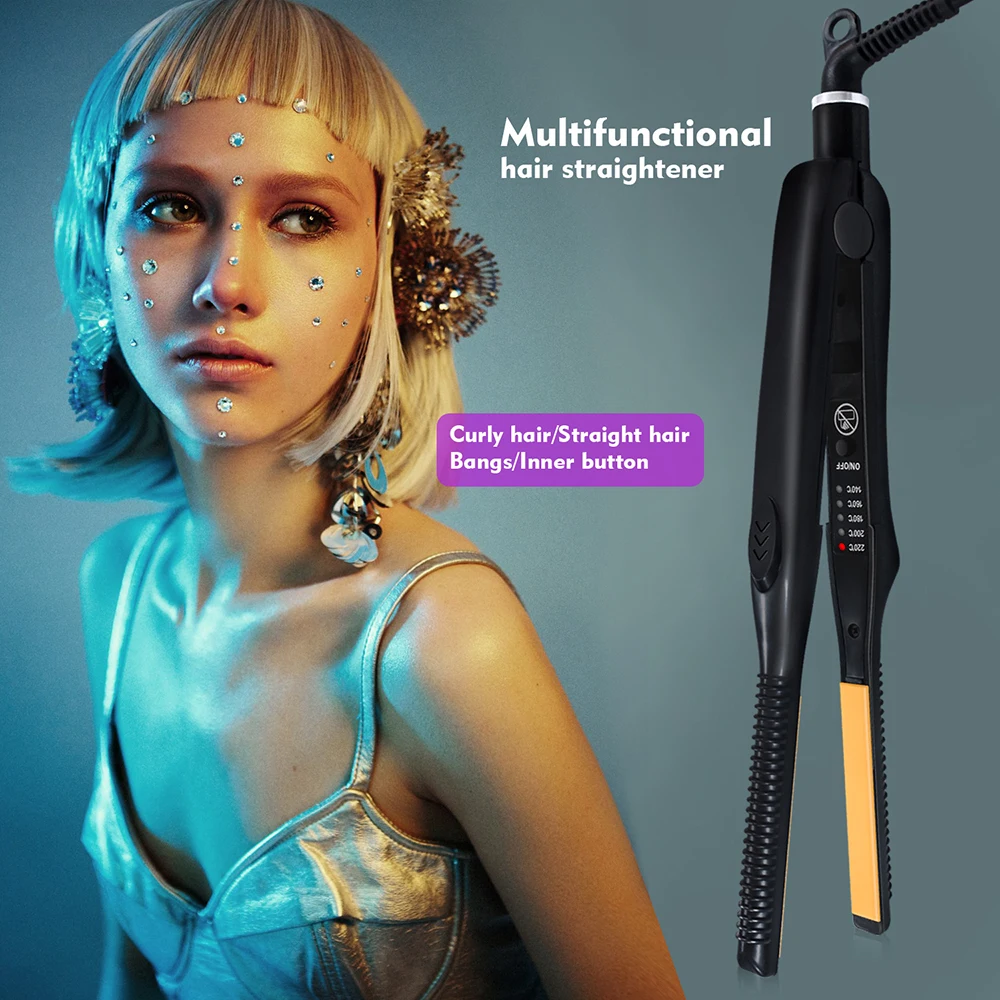 Mini Hair Straightener Curler Small Flat Iron Straightening Styling Tools Portable Thin Curling Iron for Short Hair Beard Styler 6