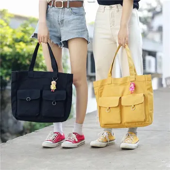 

Bag Women's 2020 New Style Students Canvas Bag Woven Handbag Shoulder Bag Women's Large Bag Simple