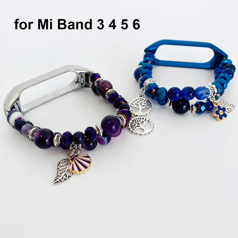 Ágata Frisado Pulseira Acessórios para Xiaomi mi Banda Miband Pulseira de Substituição para Feminino Jóias Dressy Pulseira de Relógio - Image 3