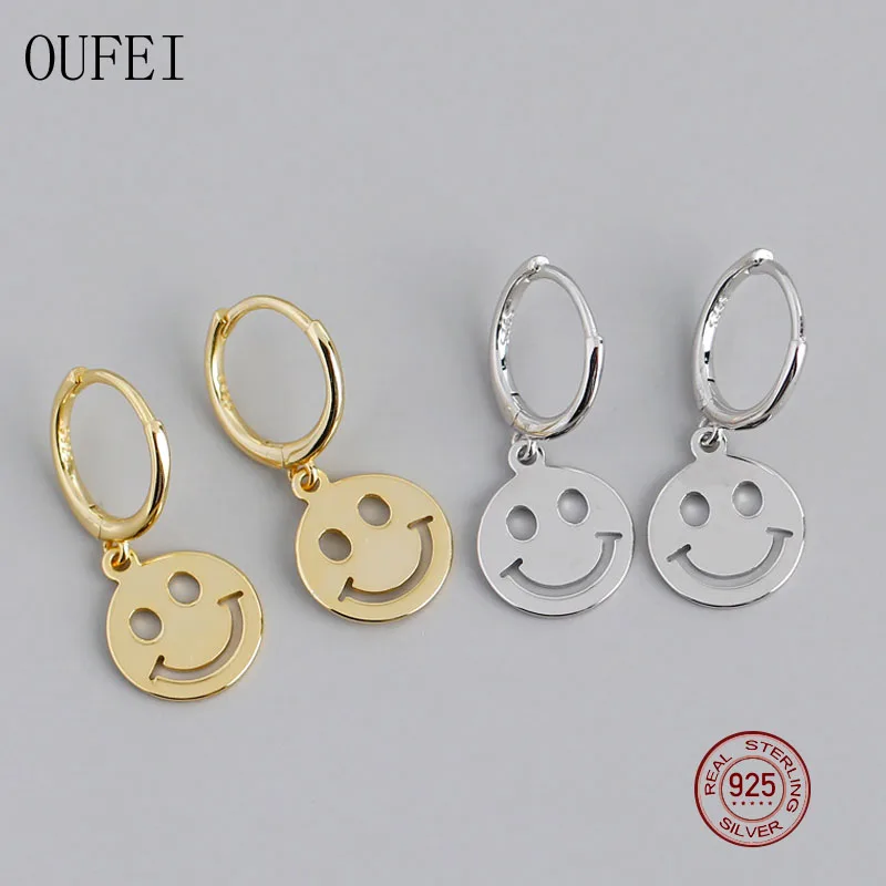 Женские серьги-смайлики OUFEI изящные серьги из стерлингового серебра 925 пробы