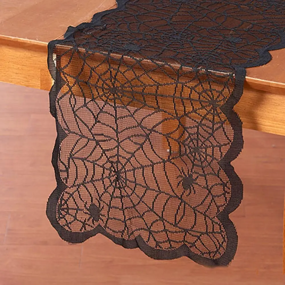 

183x33cm Halloween Party Decoration Lace Spider Web Table Runner Cloth Cover spooky atmosphere