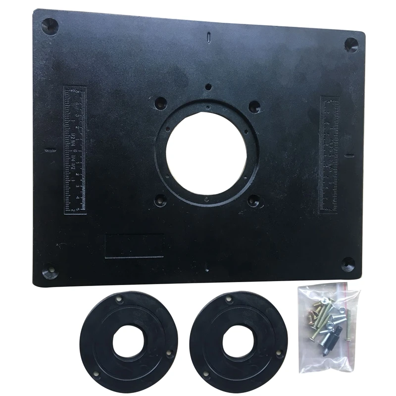 

Router Table Insert Plate Woodworking Benches Aluminium Wood Router Trimmer Models Engraving Machine with 2 Rings Tools