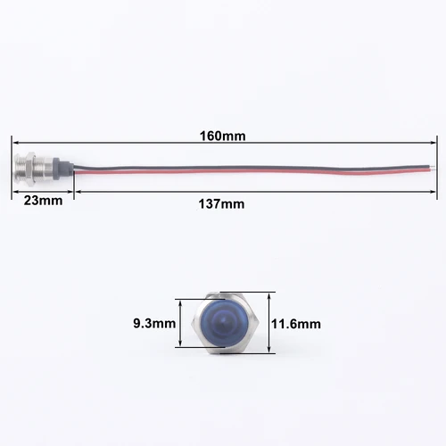 Led 금속 표시 등 6mm 방수 신호 램프 6 v 12 v 24 v 220 v 와이어 빨간색 노란색 파란색 녹색 흰색 6zsd. x 6