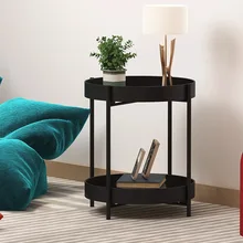 Table basse Double couche en fer forgé, style nordique, coin de canapé ou de lit, pour la chambre à coucher, petite Table ronde