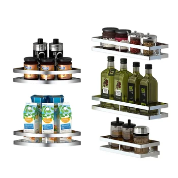 

Black Stainless Steel Wall Hanging Kitchen Shelf Non Perforated And Bathroom Dual Purpose Multi-layer Storag