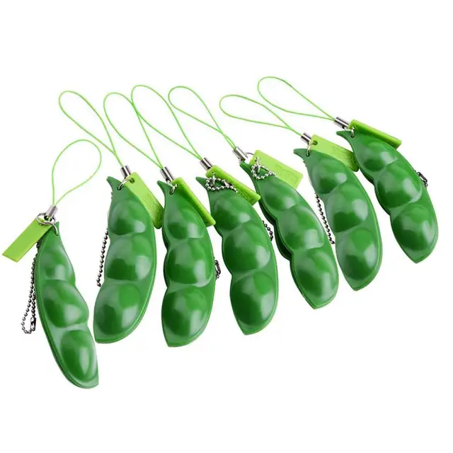 Extrusion Pea Bean Soybean Edamame Stress Creative Stress Relief Toy Cute Fun Key Chain Ring Reduce Pressure Toys 2