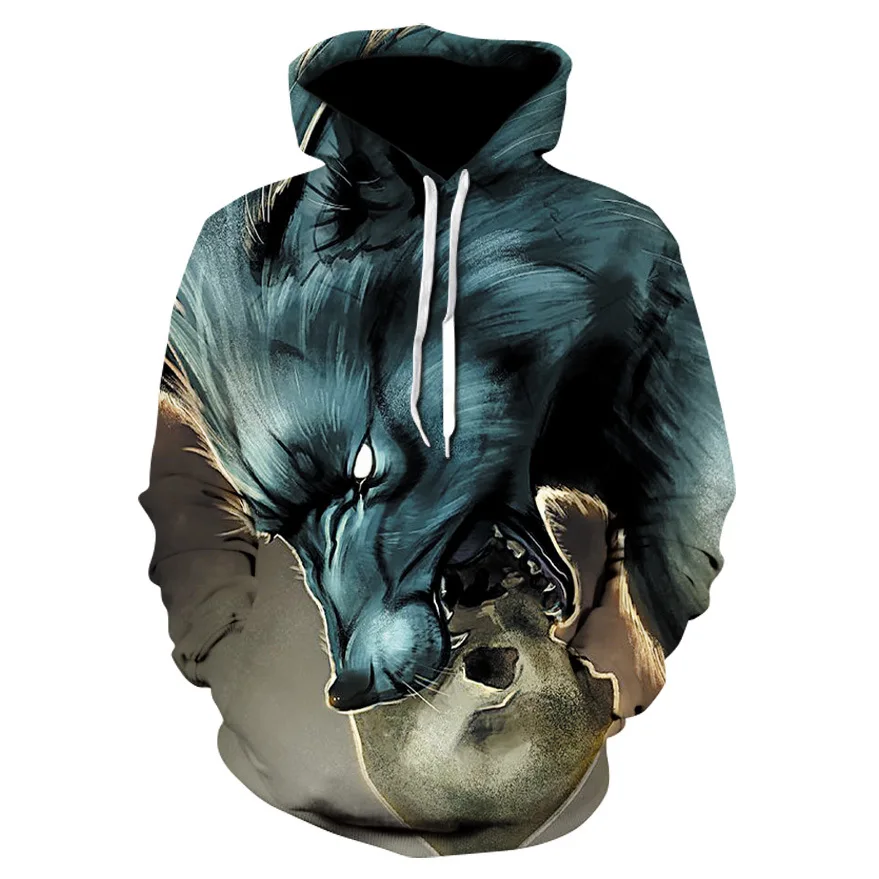 

2020 Hot Sale New Men's Hoodie Wolf Pattern Print 3d Hooded Sweatshirt Men/women Fashion Hip Hop Pullover Sweatshirt Hoodie