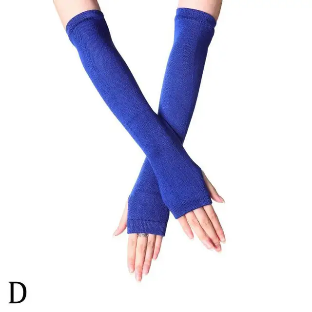 Unisex Long Fingerless Gloves Gloves Arm Cover Striped Cotton Wrist Sleeves Arm Warmer Sleeve Knitted Gloves Womens Fingerless D