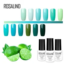 Гель-лак ROSALIND для дизайна ногтей, зеленый гель, лак для ногтей, УФ светодиодный, зеленый цвет, грунтовка, верхнее Базовое покрытие, УФ светодиодный лак для маникюра