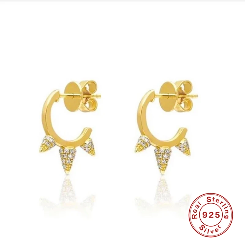 

Aide Real 925 Sterling Silver Stud Earrings for Women INS Nut Zircon Earring Korean Fashion Delicate Jewelry Pendientes Mujer