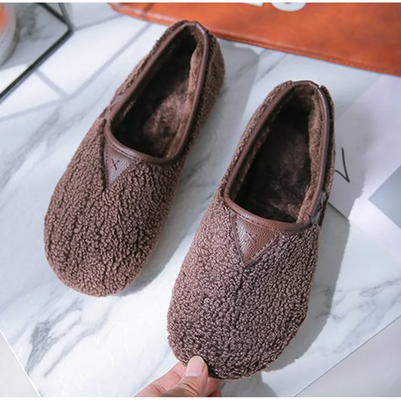 Women Winter Shoes Woman Plush Warm Loafers Female Slip On Flat Women's Soft Comfortable Ladies Casual Shallow Lazy Footwear