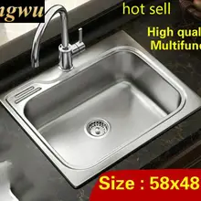 Стандартный кухонный одиночный корыто раковина Мини Прочный пищевой нержавеющей стали мыть блюда Горячая 580x480 мм