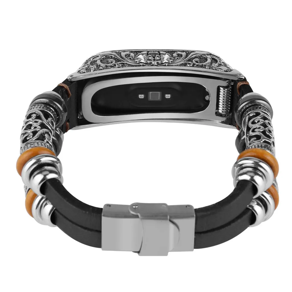 Сменный кожаный ремешок, браслет+ металлический корпус для Xiaomi Mi Band 4 Smart Band Ретро дизайн металлический корпус ремешок
