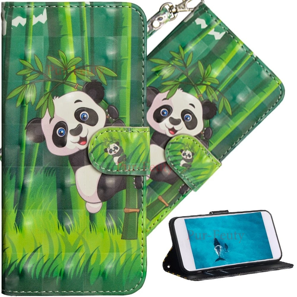 Panda 3D бумажник чехол для Xiaomi Redmi Note 8 iPhone 7 6 Plus 5 iPad Pro Red mi 8 7A 7 6 K20 из искусственной кожи чехол-подставка для Xiaomi mi 9T 8 SE A2 A3 lite CC9 - Цвет: Panda