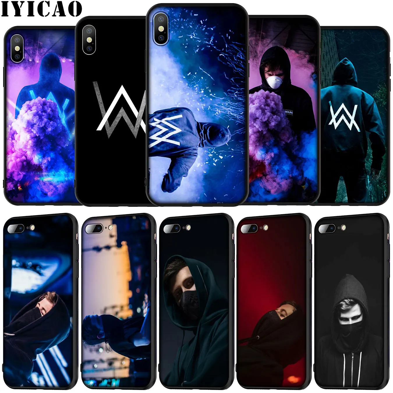 Мягкий силиконовый чехол IYICAO Alan Walker DJ для iPhone 12 Mini XR X XS 11 Pro Max 5 5S SE 6 6S 7 8 Plus черный из