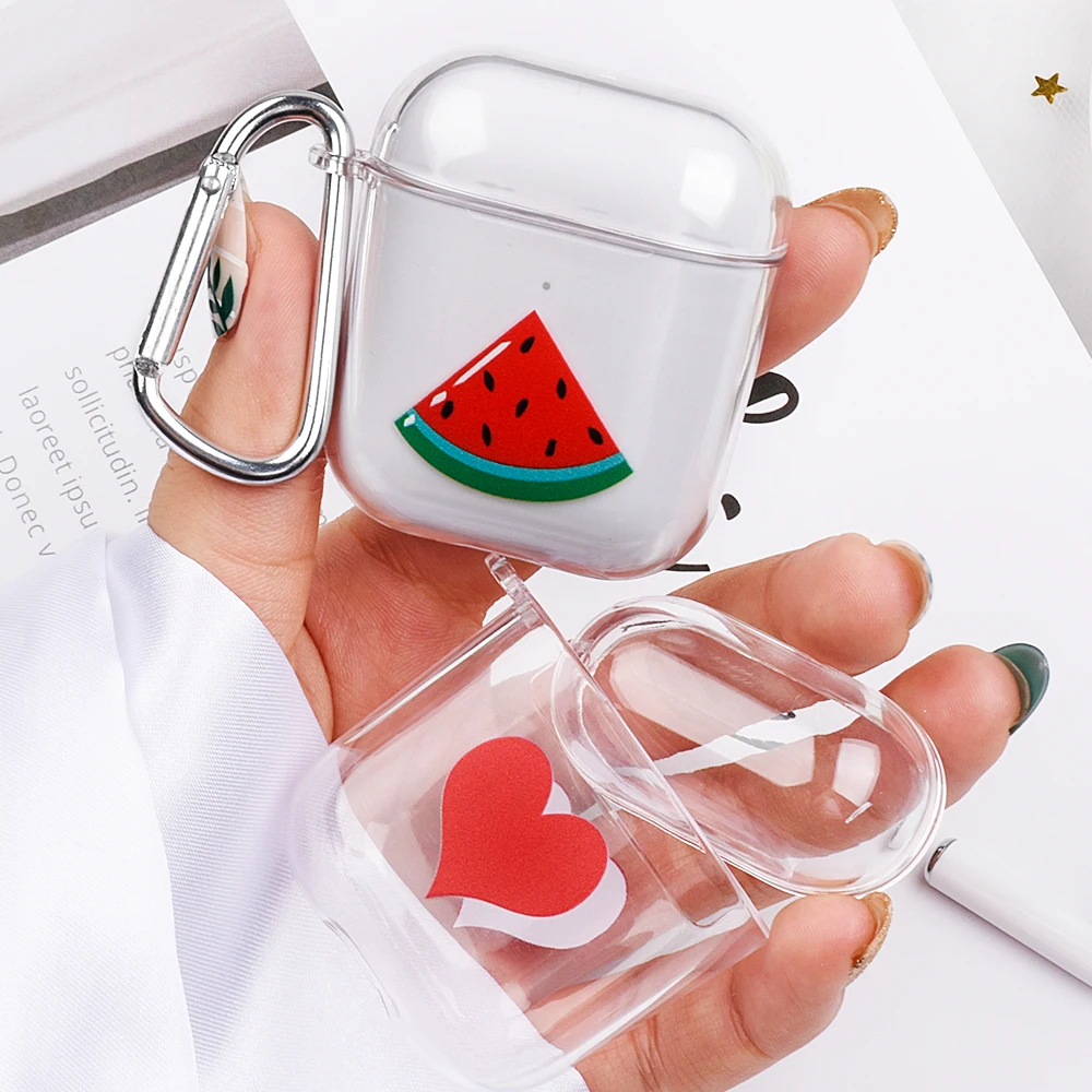 

Plant Avocado Clear Hard PC Earphone Cases For Airpod 1 2 Transparent Wireless Headphone Protective Charging Box Cover Bag