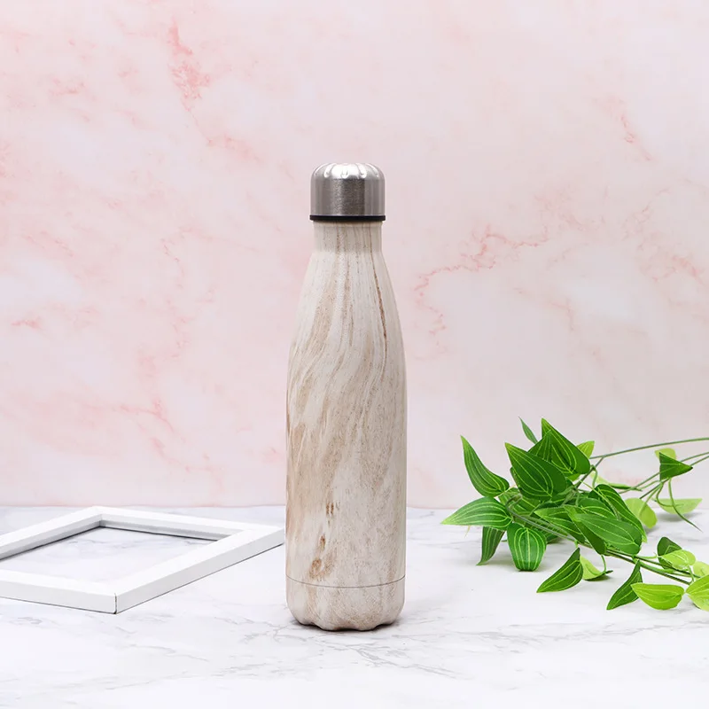 Beige 500 мл, Спортивная бутылка для воды из нержавеющей стали Cola, прямая Питьевая чашка-термос, походная уличная чашка для воды, рождественский подарок, посуда для напитков - Цвет: Beige