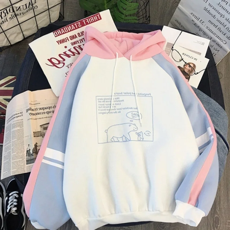 

Muyogrt Cute Hoodie Women Sweatshirt Autumn Streetwear Tops Long Sleeve Hoodies Pullover Girls Oversize Sweatshirt Patchwork