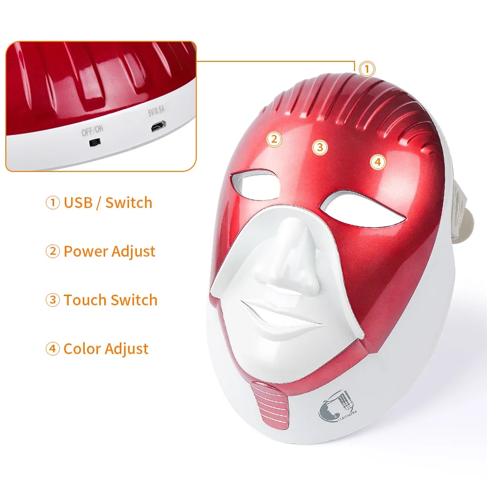  LED Mask Beauty Device Rechargeable 7 Colors Led Mask With Neck Skin Care Wrinkle Acne Removal Skin - 4000156165401
