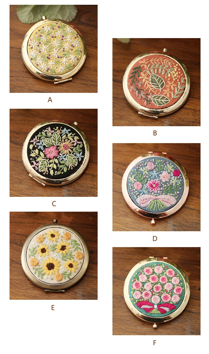DIY embroidery makeup mirror portable folding double-sided mirror Manual Beginner Novice Production 3D Cloth Embroidery-12