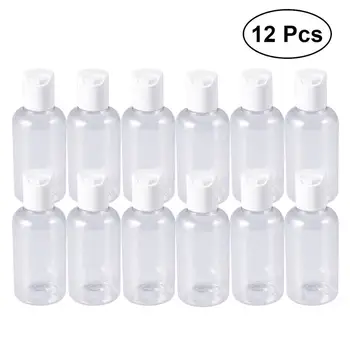 

12pcs 75ml Massage Oil Bottle Liquid Shampoo Plastic Lotion Dispenser Container With Press Cap top Disc Caps (Cap Random Color)