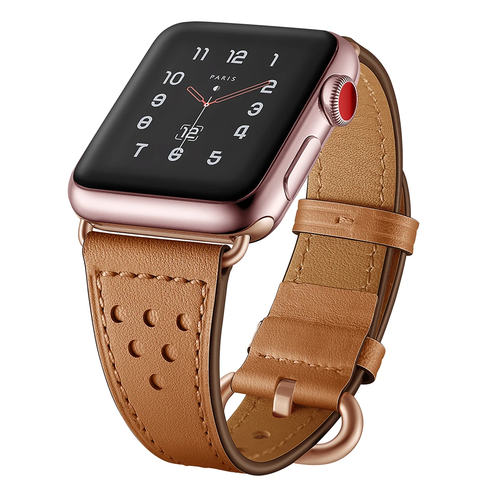 

Leather strap For apple watch 4 band 44mm 40mm iwatch series 4 3 2 First layer cowhide watchband 42mm 38mm bracelet wrist belt