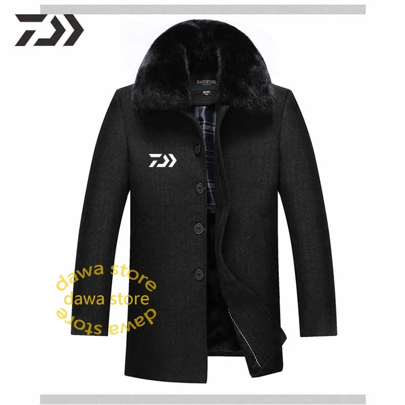 

Daiwa Fishing Clothing Winter MEN Thermal Thicken Collar Fishing Jacket Casual Jacket Men Solid Men's Winter Jacket Buttons