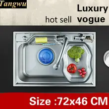 Роскошная кухонная раковина с одним лотком, многофункциональная посуда, 304 нержавеющая сталь,, 72x46 см