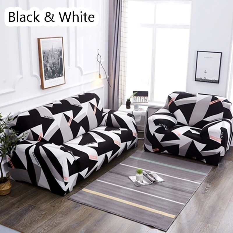 1/2/3/4 местный диван крышка высокая стрейч чехол машинная Стирка все включено диван-кровать - Цвет: Black White