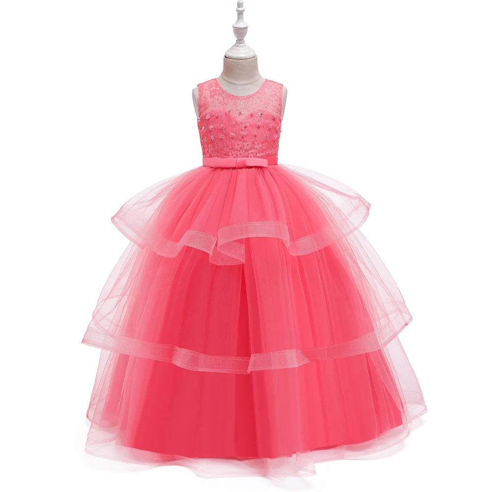 Hot Models Flower CHILDREN'S Dress GIRL'S Dress Tutu Christmas Long Formal Dress Girl Dress
