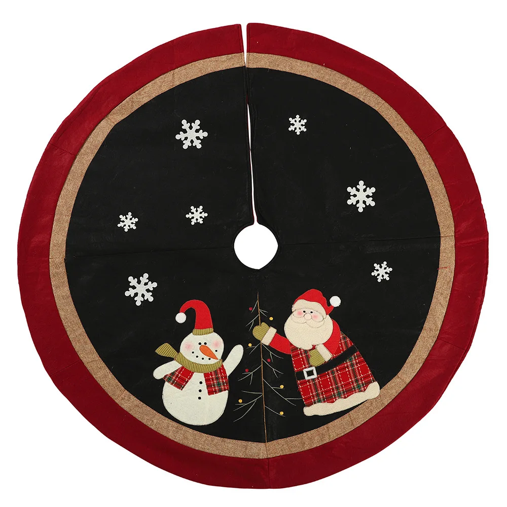 120cm Christmas Tree Skirt Santa Claus Snowman Carpet Mat Christmas Tree Foot Cover Carpet for New Year Decor