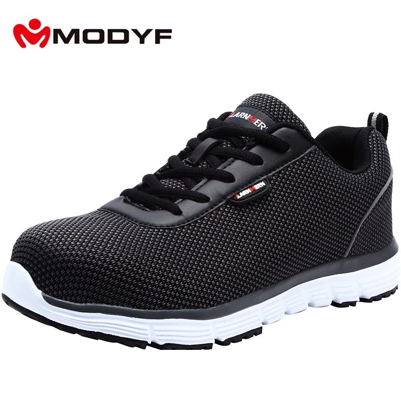 MODYF Для мужчин Сталь носок защитная Рабочая обувь для Для мужчин Flyknit легкий дышащий материал; Рабочая обувь SRC легкая спецобувь Нескользящая защитная обувь