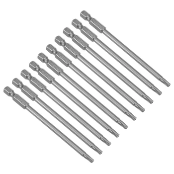 

uxcell 10Pcs 1/4" Hex Shank 100mm Length Magnetic Torx Security Head T20 Screwdriver Bits S2 Alloy Steel