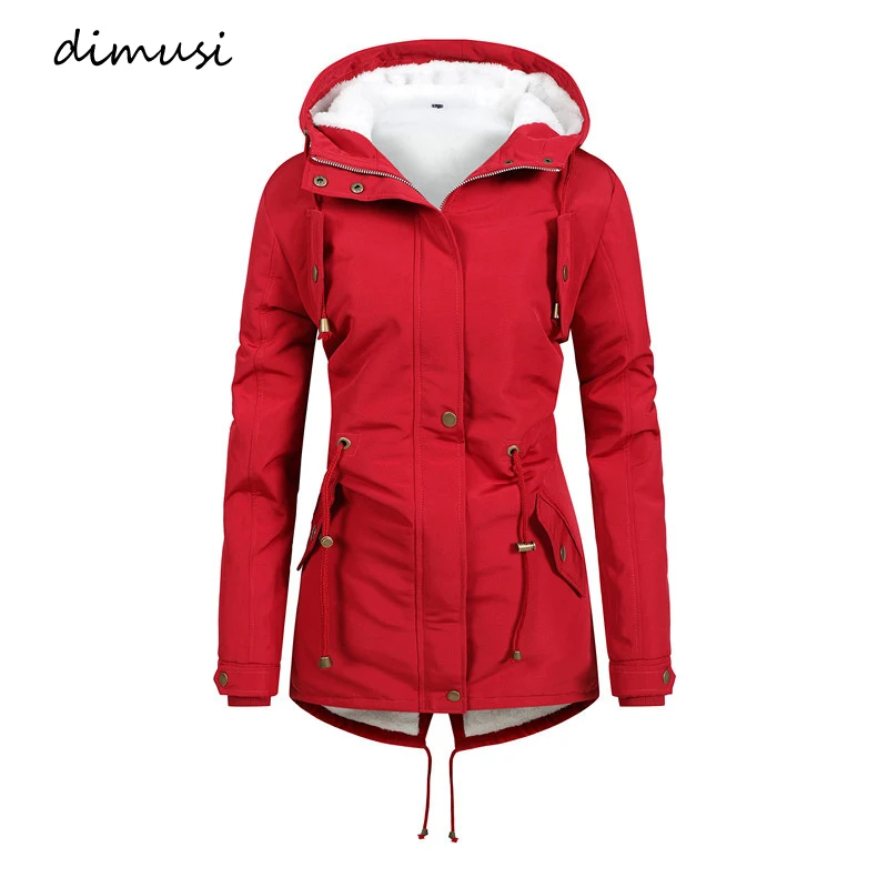 DIMUSI Winter Women Bomber Jackets Fashion Lady Fleece Warm Parkas Casual  Outwear Windbreaker Mid Long Hooded Female Coats|Jackets| - AliExpress