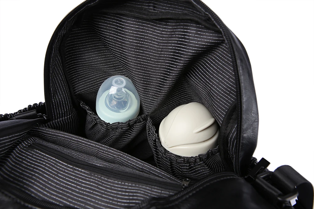 Модная сумка для подгузников для мам, черная Большая вместительная модная сумка для подгузников с 2 ремешками, дорожный рюкзак для ребенка