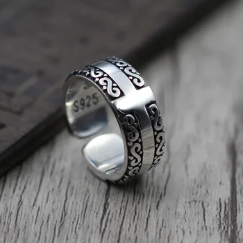 

Thai Silver Retro Six Words Mantra Ring Men Women Section Ring Ring 925 Sterling Silver Jewelry Buddhism