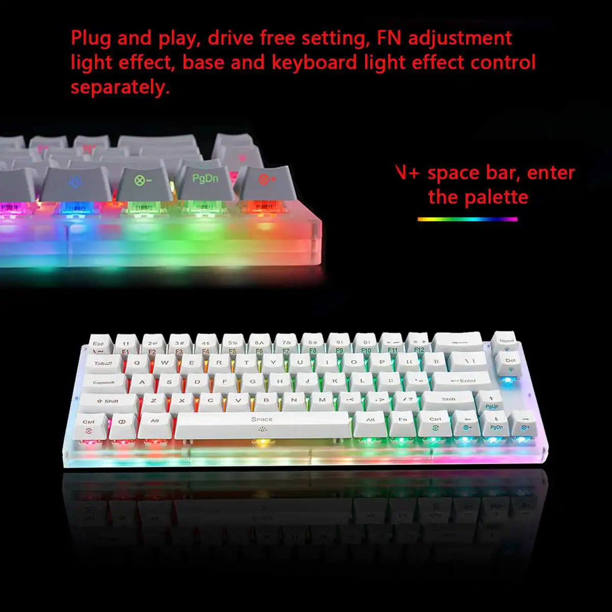 K66 Schlüssel Mechanische Gaming Tastatur Tyce-C Verdrahtete RGB Backlit Gateron Schalter Kristallines Basis für PC Laptop