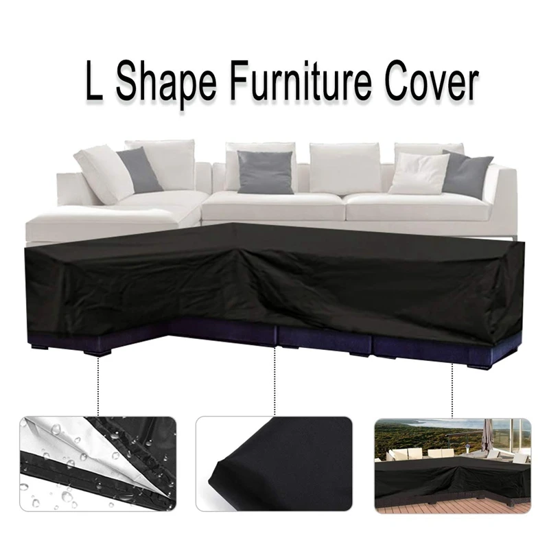 L Форма крышка, патио диван мебель диване крышка с водонепроницаемой и пыле для перемещения или солнцезащитный крем(черный