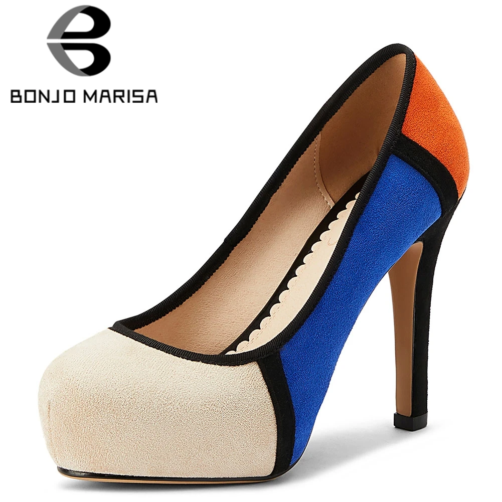 

BONJOMARISA Hot Sale Classic Ladies Spring mixed-color Pumps Elegant Office Shallow Pumps Women High Heels Shoes Woman